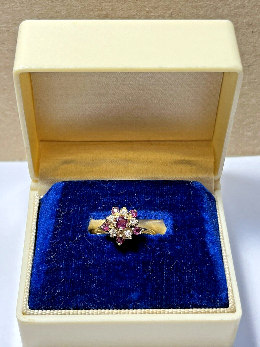 10k Yellow Gold Rubies Diamonds Ring Size 5-3/4 Grams Star Shaped