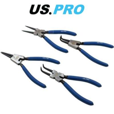 US PRO Tools 4 Stück 7'' Sicherungsringzangen-Set - Innen Außen Gebogen & Gerade