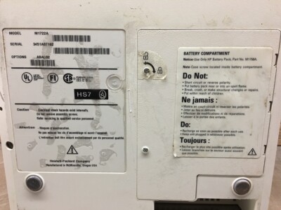 Hewlett Packard CodeMaster XL M1722A DEFIB W/ Hard Paddles HP