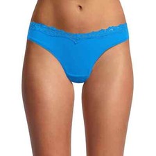 No Boundaries Women's Lace Trim Thong Panties Size 3XL Blue Thrill