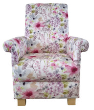 Fryetts Felicity Fabric Adult Chair Pink Floral Armchair Lilac Flowers Botanical