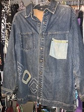Roca Wear Blue Denim Mens Jean Jacket hip hop L 14-16 Embroidered Logo