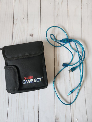 Nintendo Game Boy Vintage Black Soft Carrying Case Black and Cord Blue