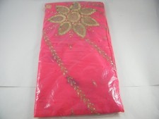 BEAUTIFUL EMBROIDERED POLYESTER SAREE WITH BEAD WORK RED AND GOLD