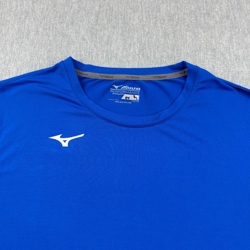 Mizuno Shirt Mens Large Blue Stretch Performance Athletic Crew Neck Lightweight - Image 3 of 4