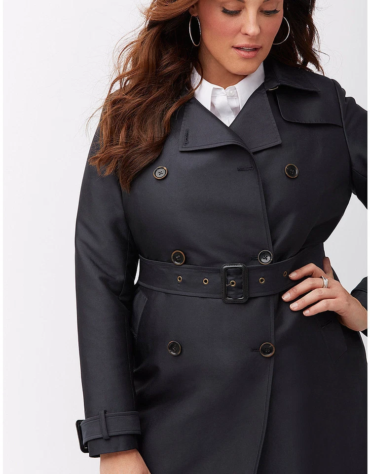 NUEVA GABARDINA LANE BRYANT $348 AZUL MARINO DOBLE BOTONADURA DE MYNT1792 TALLA 3X 22/24 Foto 3 de 4