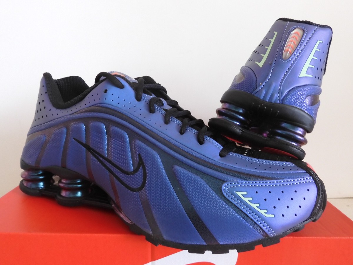 Nike Shox R4 Iridescent Blue-Black-Metallic Silver Mens Sz 9