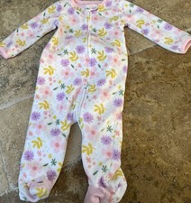 Simple Joys Carter's Girl  s Floral Pink Purple Footies Fleece Sleeper Sz 6-9 M