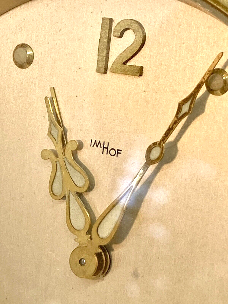 Vintage IMHOF Swiss 8 Day Clock Round Brass Travel Alarm Swivel