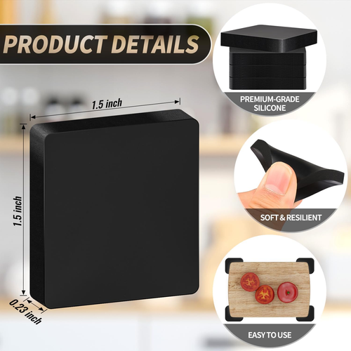 12PCS Non-Slip Cutting Board Feet, Black Anti-Skid Silicone Pads, Countertop Sur - Picture 2 of 12