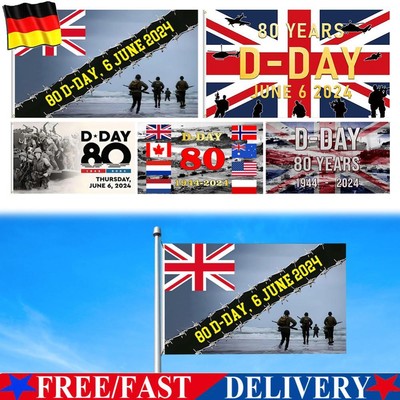5ftx3ft Large Normandy D-Day 80th Anniversary Banner for Home Outdoor Decor