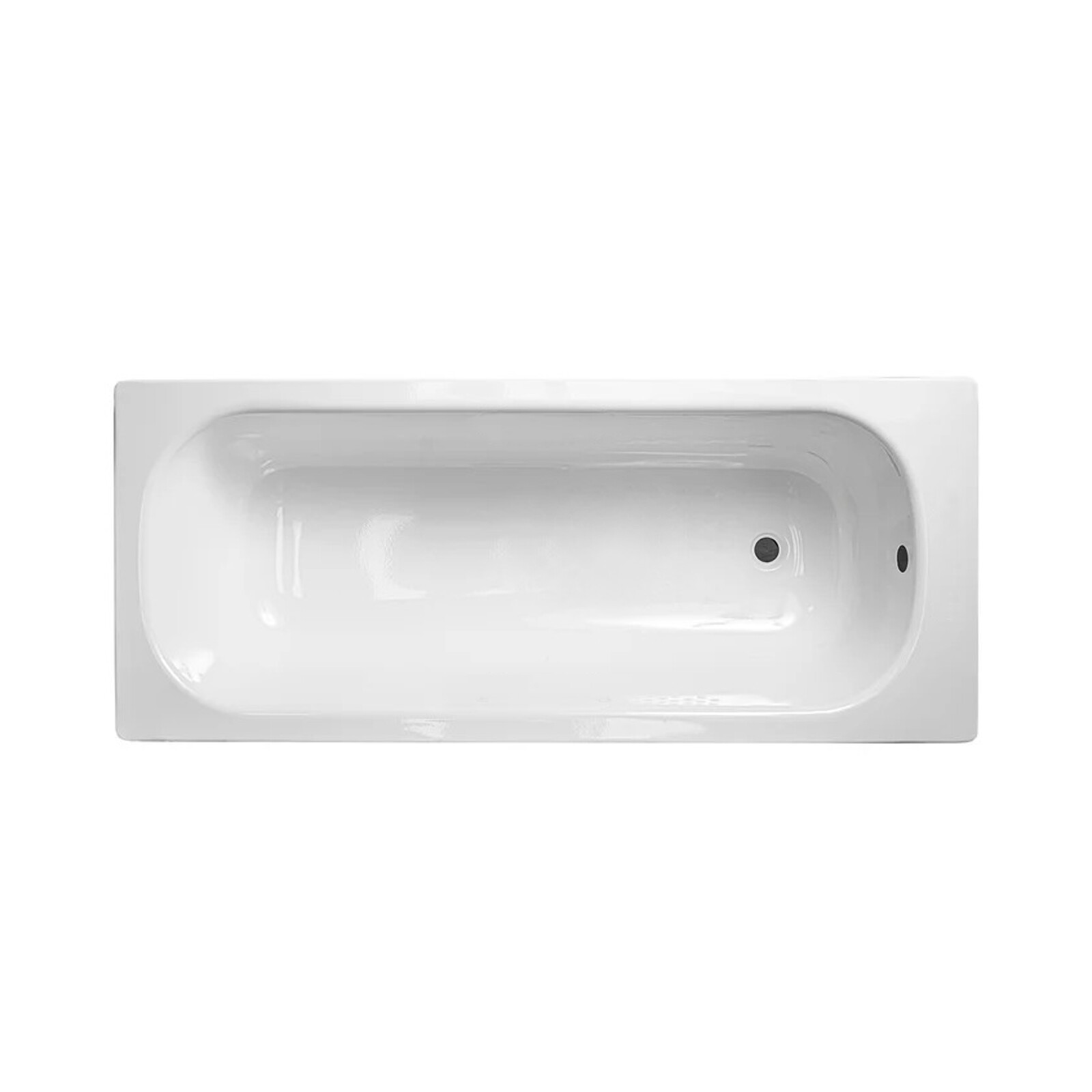 Nes Home 1500 X 700Mm Steel Enamel White Round Bath & Pre-Drilled Waste Hole - Image 2