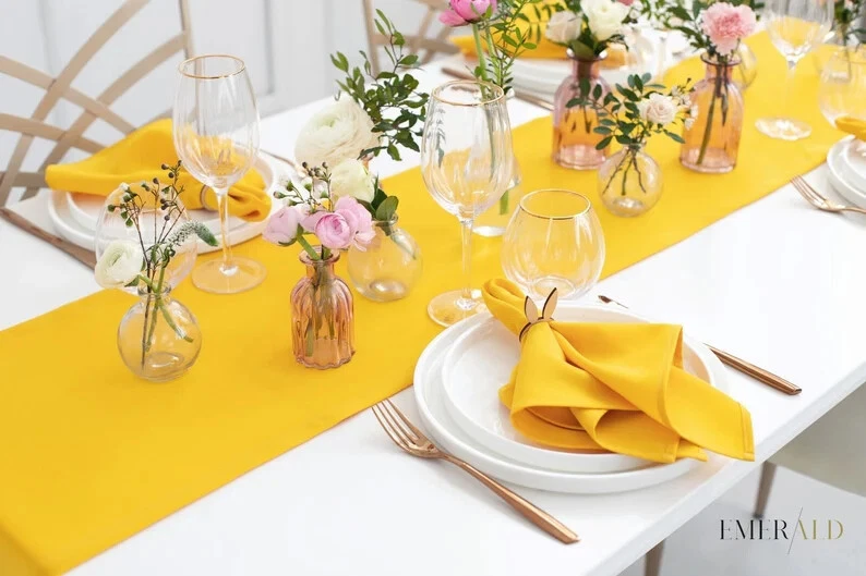 50 Piece Yellow Mustard Napkins Handcrafted Family Event Table Decor Napkins - Image 3 of 4