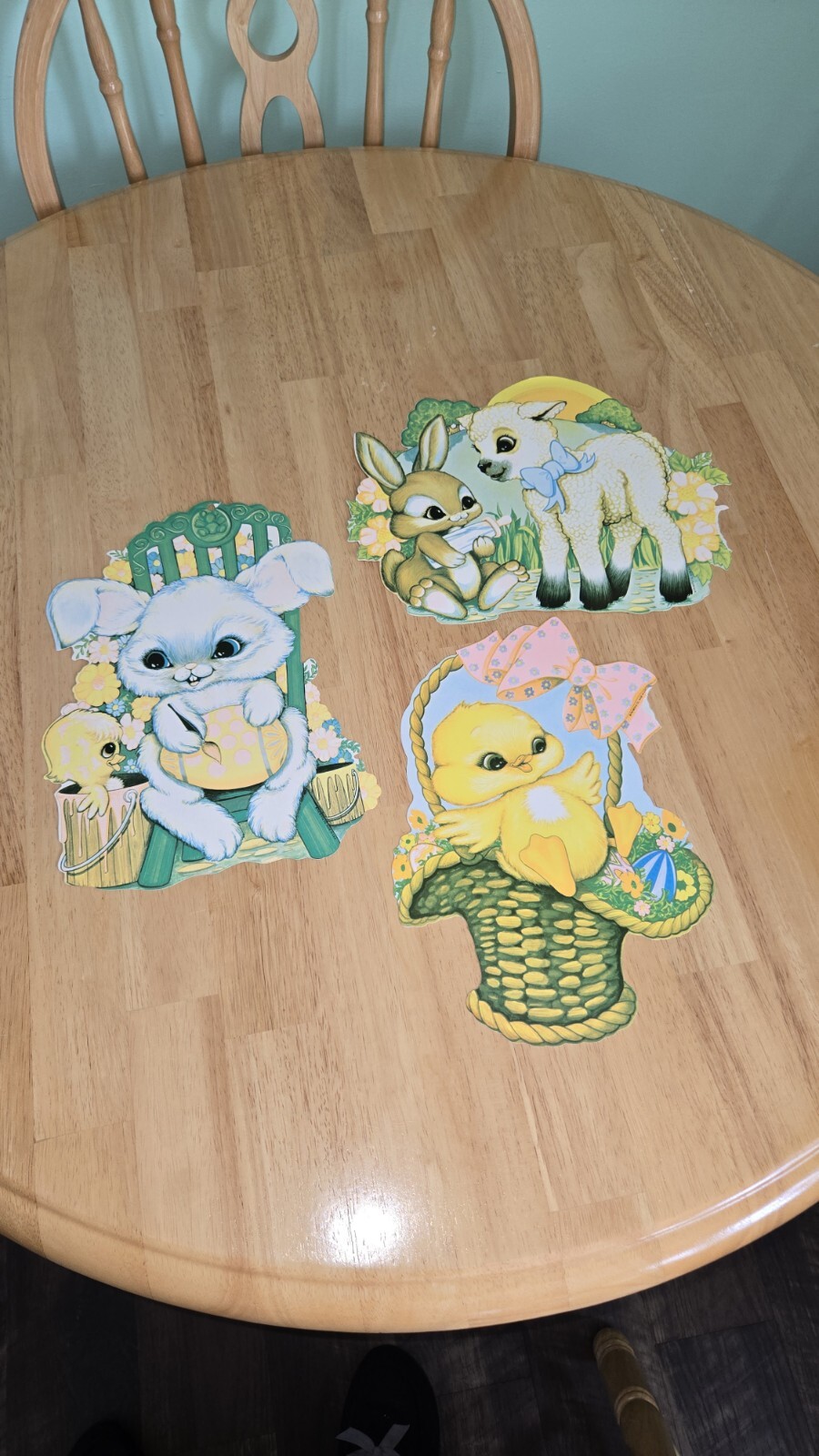 Vintage Beistle Easter Chick Lamb Bunny Die Cut Cutouts Set of 3 Decor