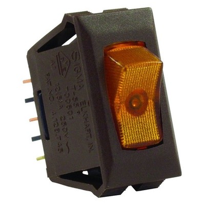 Single SPST On/Off Rectangular Black /Amber Illuminated Multi Purpose Switch