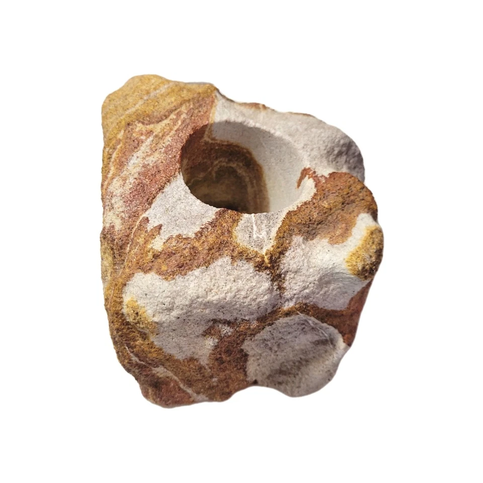 Candelabro de piedra arenisca natural Art Deco Boho suroeste pesado Foto 3 de 4