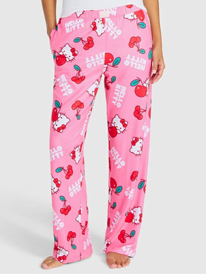 Sanrio Womens XL (16-18) Pink Hello Kitty Cherry Print Sleep Pajama Pants