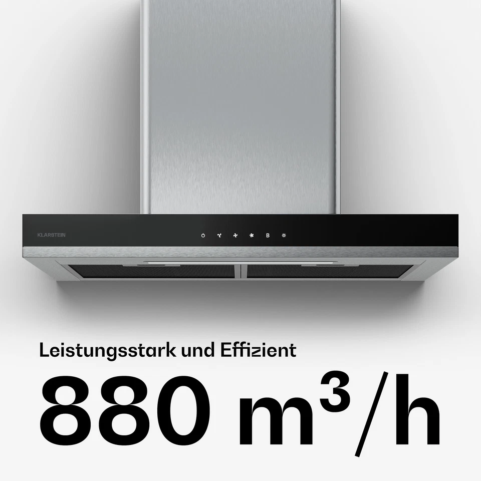 Verosteel Dunstabzugshaube 60cm Wandhaube Edelstahl/Glas 881 m³/h minimalistisch - Bild 4 von 4