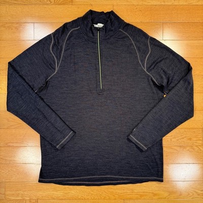 Smartwool Mens XXL 100% Merino Wool Quarter Zip Pullover Charcoal Heather Gray