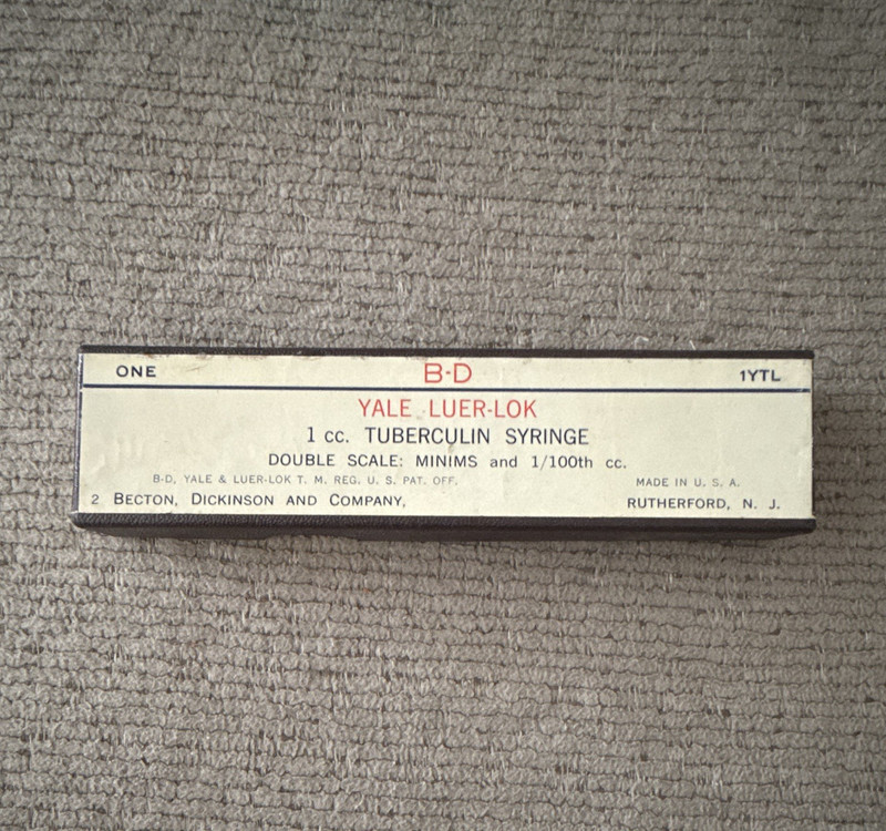 B-D Yale Luer-Lok 1cc Tuberculin Syringe, Luer Lock Tip, MPN 1YTL