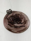 Vintage Blenko Purple Amethyst Glass Suncatcher Flower Rose Round Ornament