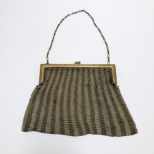 Vintage Chainmail Handbag Striped Mesh Purse Art Deco Chainmail Clutch Bag