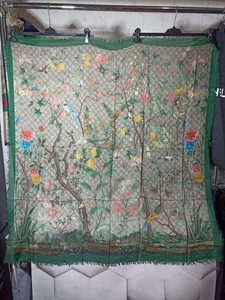 Foulard Gucci vert imprimé floral modal et laine 110x110 cm