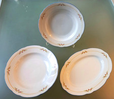 5 antike Suppenteller, 1 Servierplatte Moschendorf Bavaria, sehr altes Dekor 