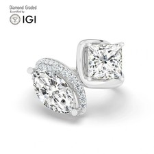 Marquise & Princess Diamond Toi Et Moi Ring Platinum Labgrown 4.35 Ct Solitaire