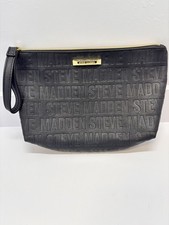 Steve Madden Large Black Embossed Wristlet Clutch Purse