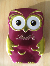 Dose Lindt, Eule, pink und goldfarben, 10 cm hoch, 7 cm breit