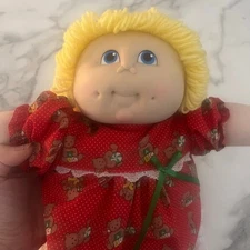 Cabbage Patch The Original Doll Baby Blonde Red Teddy Bear 80's Vintage 1984