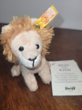 Steiff Lion Plush Keychain Pendant Button in Ear W/ Original Tags Vintage Beige