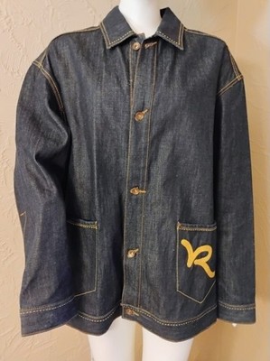 VTG NEW HipHop ''Roca Wear'' Dark Blue Denim with Embroidered ''R'' Jean Jacket XL
