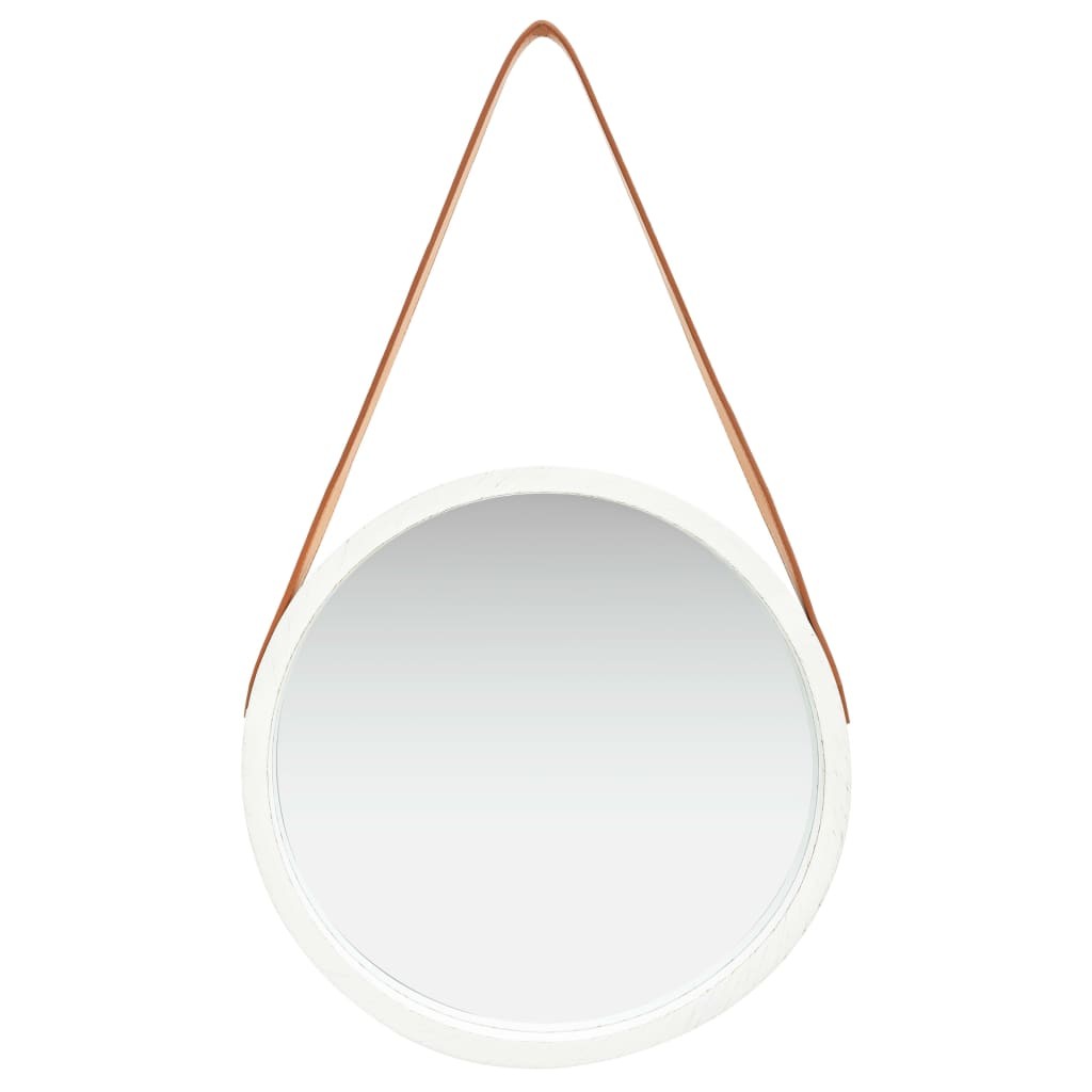 Specchio Tondo 40 cm Bianco con Cinghia | Prezzo Offerta Online