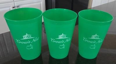 Lot of 3 Masters Tournament Plastic Green Crows Nest Cups Golf Beverage