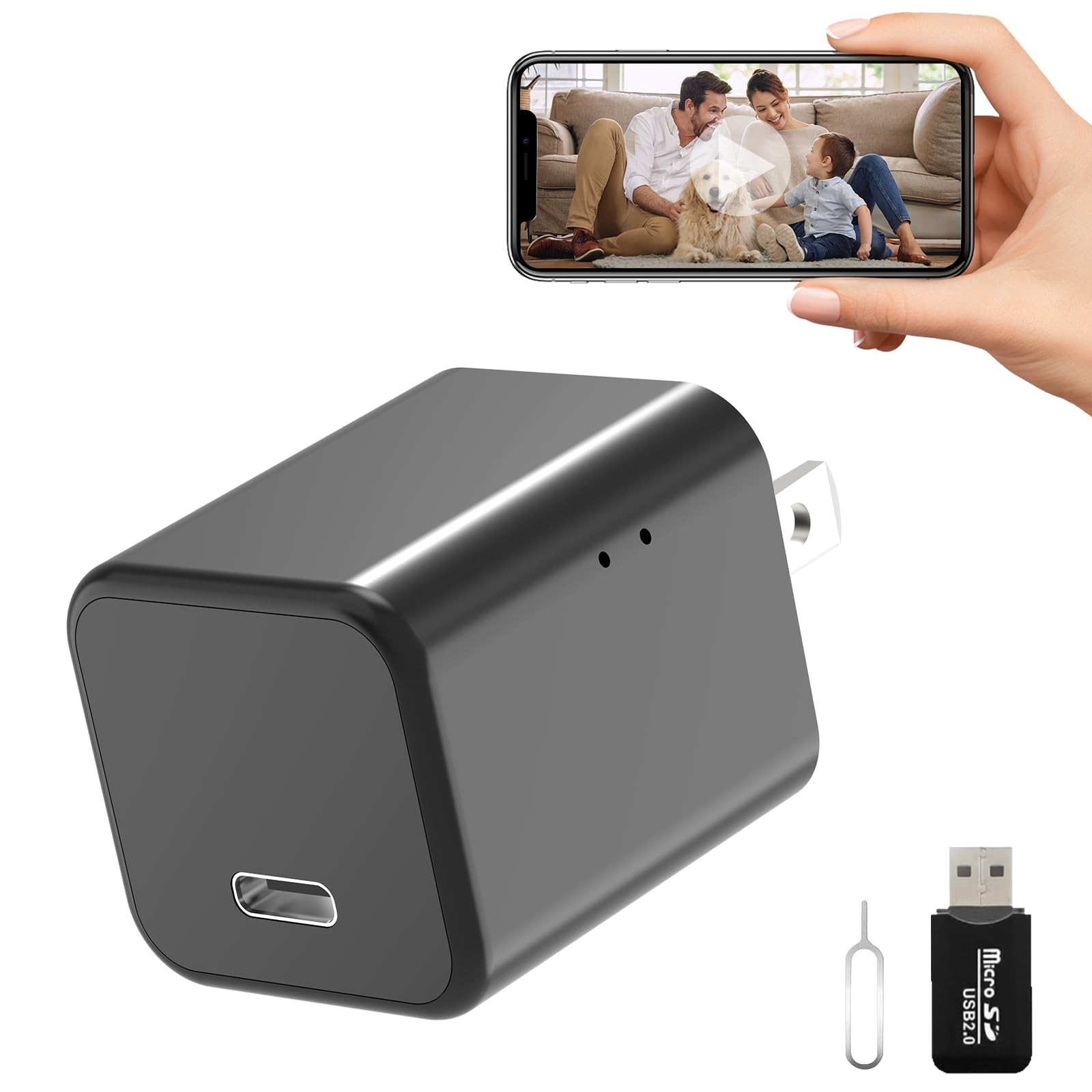 1080P Camera Charger with 2.4Ghz/5Ghz WiFi - Wireless Mini C