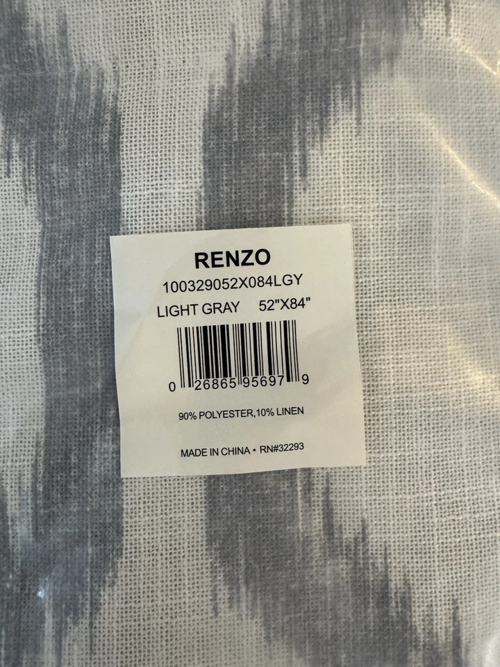 2-Renzo Ikat Geométrico Habitación-Oscurecimiento Ventana Cortinas 52"x84 Gris Claro Foto 4 de 4