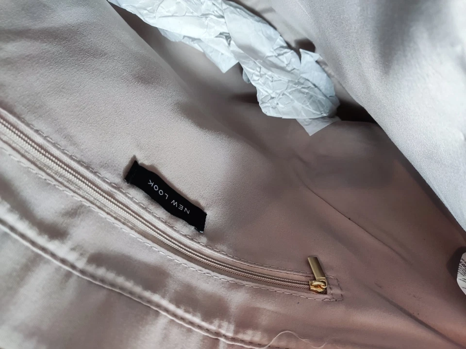 New Look Tote Shoulder Bag Beige Faux Leather Chain Detail Large Shopper W45.5cm - Image 2 of 3