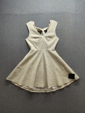 Lulus Women Mini Dress XS Cream White Textured A Line Sleeveless Tie Back Party