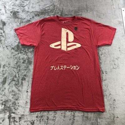 PlayStation Shirt Mens Small Red Japanese Logo Graphic Tee Ripple Junction