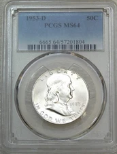 1953 D Franklin Half Dollar PCGS MS64 99% FBL Frosty White PQ Just Graded #A211J