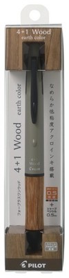 PILOT Multi-Function Ballpoint Pen, 4+1 Wood, 05 Pack, SBE, Soil Beige