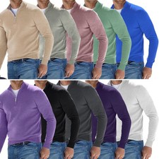 Maglione uomo collo alto con zip, caldo pullover maniche lunghe Gr. S-5XL