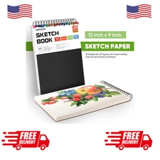 9x12 Spiral Bound Sketch Book 100 Sheets 68lb Drawing Pad for Art Kids Adults