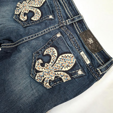 Miss Me Damen Jeans Bootcut Größe 29 blau b...