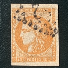 Timbre France,  Cérès Bordeaux, no 48 h, jaune orange, cote 275 €