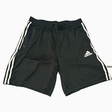 adidas AEROREADY Men's Athletic Shorts Black/White 3-Stripes XL Drawstring