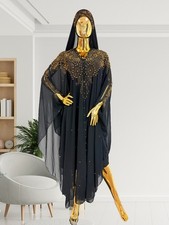 Rhinestone Crystal Sequin Abaya Kaftan Loose Dress Elegant African Party Robe