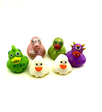 Rubber Ducks Lot of 6 Baby Bath Toys Jeep Figures Children Kids Glittery